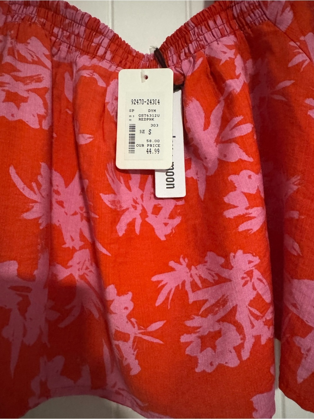 Square-Neck Puff Sleeve Floral Blouse in Coral Pink - Picture 5 of 5